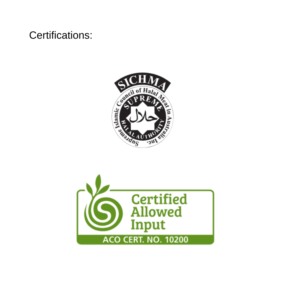 SICMA Supreme certification logo and 'Certified Allowed Input' label on a white background