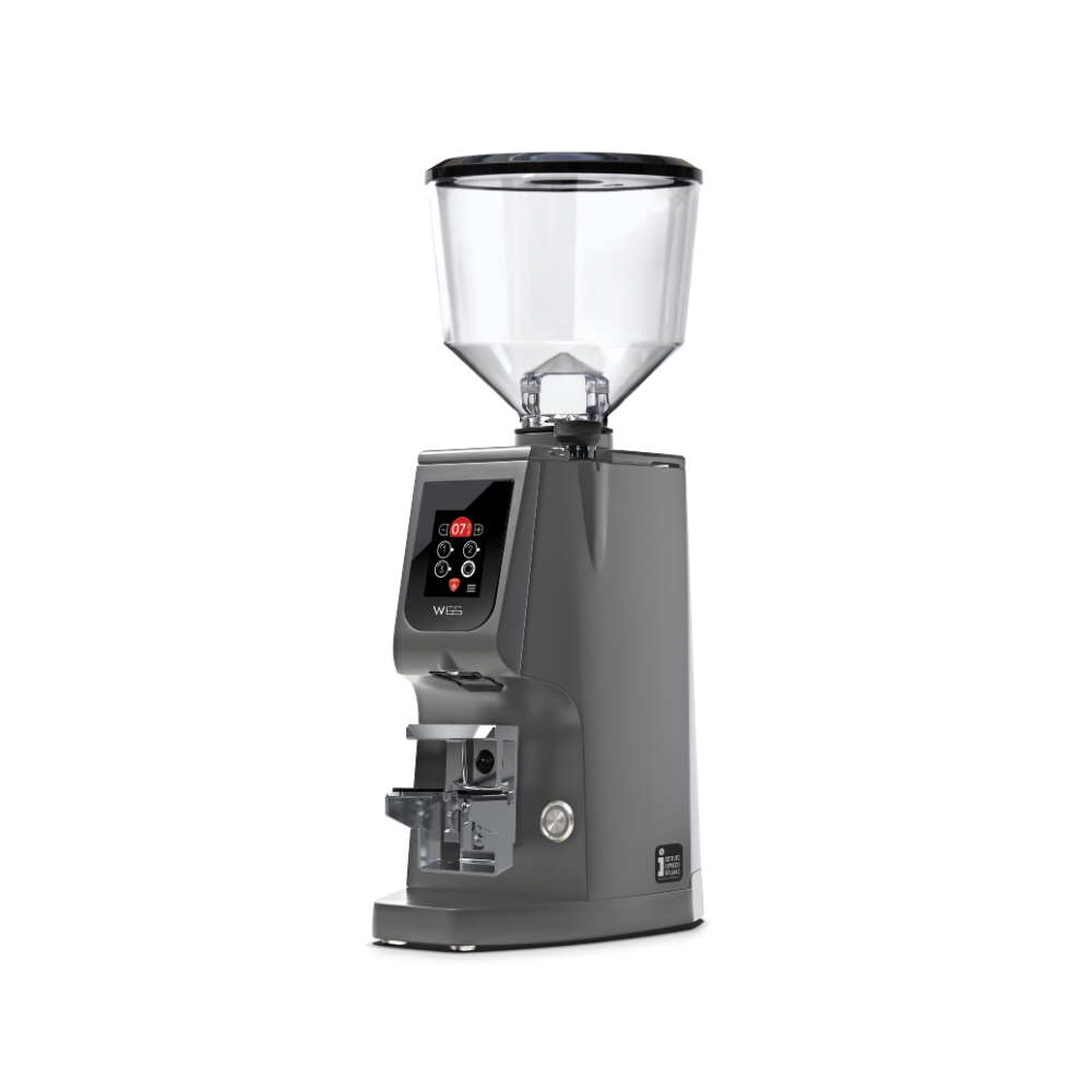 Coffee grinder with clear hopper on a white background