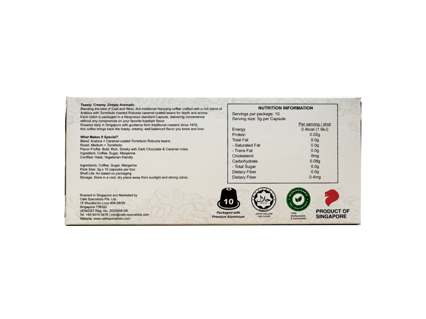 Traditional Nanyang Coffee Capsules 传统南洋咖啡胶囊 10pcs / box (Nespresso Compatible)